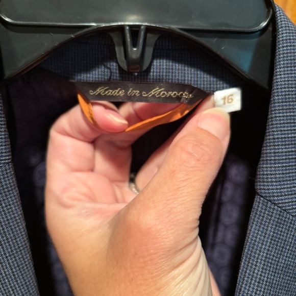 Pino Porte Boys Wool Blend Suit Jacket Blazer in Blue Size 16 NWOT - Picture 4 of 6